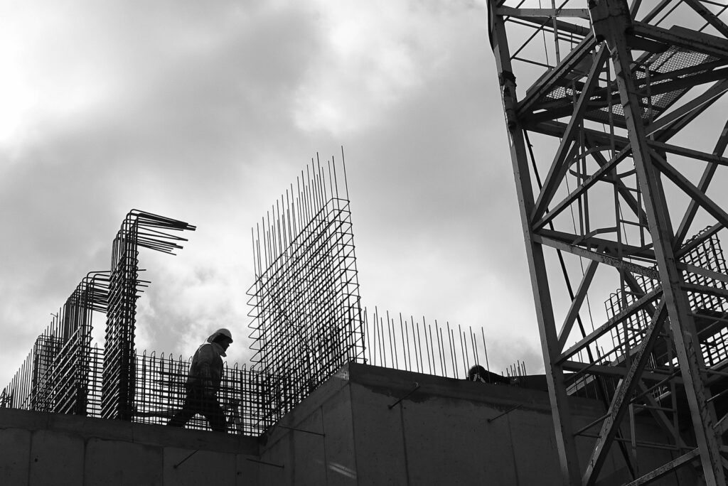 Construction Site View of a construction site in grey scale